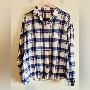3/$20 J.Crew Factory Blue, Pink, White Plaid Button Up Semi Sheer Shirt Medium